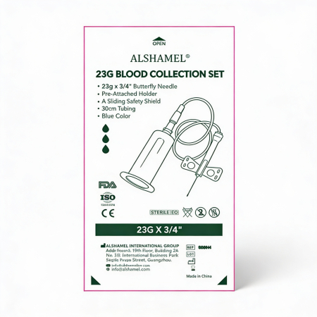 23G Butterfly Needle Blood Collection Set with Safety and Pre-Attached Holder